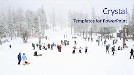  Presentation with snow mountain - Presentation theme featuring the mountain top getting background and a sky blue colored foreground