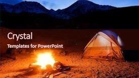  Presentation with camping - Colorful presentation design enhanced with the mountains camp fire backdrop and a wine colored foreground