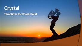  Presentation with music festival silhouette bank - Slides consisting of the musician play tuba background and a teal colored foreground