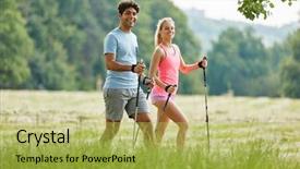  Presentation with walking nordic - PPT layouts consisting of the nature nordic walking background and a yellow colored foreground