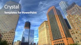  Presentation with world trade center - Beautiful PPT theme featuring the new world trade backdrop and a ocean colored foreground