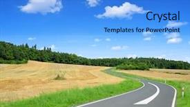  Presentation with new year - Cool new presentation theme with asphalted road in sunny landscape backdrop and a light blue colored foreground