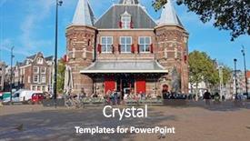  Presentation with amsterdam - PPT theme consisting of the nieuwmarkt in amsterdam background and a gray colored foreground