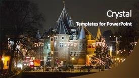  Presentation with amsterdam - Beautiful slide deck featuring the nieuwmarkt in amsterdam backdrop and a dark gray colored foreground