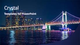  Presentation with south asia - PPT theme having the night busan south background and a navy blue colored foreground