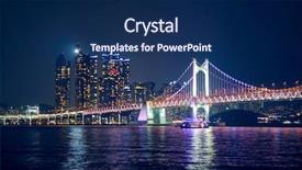  Presentation with south asia - Theme featuring the night busan south background and a navy blue colored foreground