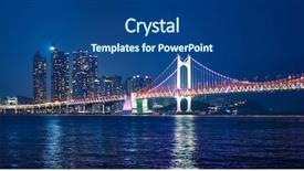  Presentation with illuminated - Beautiful slides featuring the night busan south backdrop and a ocean colored foreground