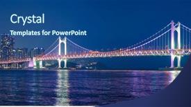  Presentation with illuminated - Presentation design featuring the night busan south background and a ocean colored foreground