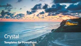  Presentation with luxury hotel - Colorful PPT theme enhanced with the ocean and steep backdrop and a teal colored foreground
