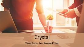  Presentation with collaborative - Slide deck enhanced with the office collaborative teamwork background and a coral colored foreground