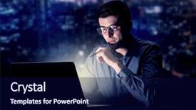  Presentation with blue night - Amazing slide deck having complicated - young handsome businessman working late backdrop and a navy blue colored foreground