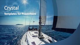 Presentation with sailing ship - PPT layouts consisting of the open blue sea background and a teal colored foreground