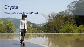  Presentation with asian american colors - Presentation theme with the outdoor in daytime background and a sky blue colored foreground