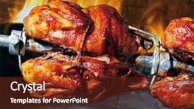  Presentation with roasted chicken - Theme featuring the oven with fire background and a tawny brown colored foreground