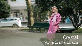  Presentation with fancy - PPT theme enhanced with the-park-a-woman background and a gray colored foreground