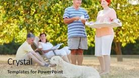  Presentation with dog park - Slide deck with the park drinking coffee background and a  colored foreground