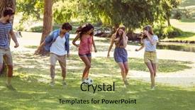  Presentation with football plays - Audience pleasing presentation theme consisting of the park with football backdrop and a yellow colored foreground