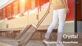  Presentation with electric train goes by rail - Colorful PPT layouts enhanced with the peron os rail backdrop and a coral colored foreground