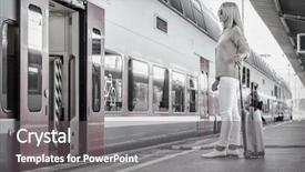  Presentation with transportation rail - Presentation theme with the peron os rail background and a gray colored foreground