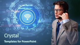  Presentation with phone - Audience pleasing slide deck consisting of health information manager - young person talking backdrop and a  colored foreground