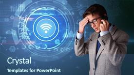  Presentation with phone - Amazing theme having health information manager - young person talking backdrop and a  colored foreground