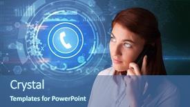  Presentation with conference phone calls - Presentation theme featuring health information manager - young person talking background and a  colored foreground