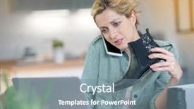  Presentation with customer service - Audience pleasing slides consisting of the phone with customer backdrop and a gray colored foreground