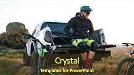  Presentation with cyclist mountains - Colorful presentation theme enhanced with the pickup off road backdrop and a tawny brown colored foreground
