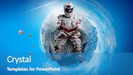  Presentation with spaceman - Beautiful PPT theme featuring the planet earth abstract backdrop and a teal colored foreground