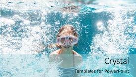  Presentation with swimming - Colorful PPT theme enhanced with the pool underwater shot backdrop and a light blue colored foreground