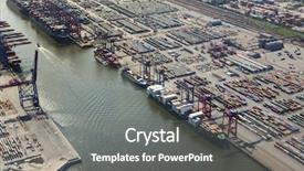  Presentation with terminal - PPT theme consisting of the port of hamburg background and a gray colored foreground