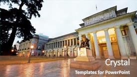  Presentation with museum - Colorful presentation theme enhanced with the prado museum madrid backdrop and a coral colored foreground