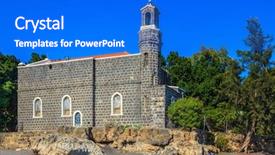  Presentation with jesus bread - Colorful slide deck enhanced with sea galilee - church of the primacy backdrop and a cobalt blue colored foreground