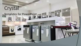 Presentation with retail store - Slide deck enhanced with vapor machine - dish washers stoves and other background and a light gray colored foreground