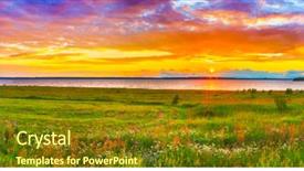  Presentation with meadow - Beautiful presentation design featuring the river kama flower backdrop and a tawny brown colored foreground