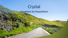  Presentation with green mountains - Presentation consisting of the road in green background and a light blue colored foreground