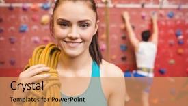  Presentation with rock climbing - PPT layouts having the rock climbing wall background and a coral colored foreground