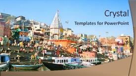  Presentation with varanasi - Slides enhanced with the sacred river gang background and a light blue colored foreground
