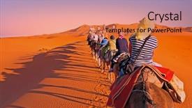  Presentation with camel caravan - Beautiful slide set featuring the sahara desert morocco backdrop and a coral colored foreground