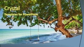  Presentation with footprints and sand beach - Slide deck consisting of the sand tropical beach background and a tawny brown colored foreground