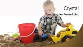  Presentation with bulldozer - Slides with the sand with toy background and a white colored foreground
