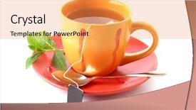  Presentation with tea leaves - Slides consisting of the saucer with mint background and a  colored foreground