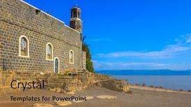  Presentation with sea galilee - PPT theme enhanced with the sea gennesaret jesus background and a coral colored foreground