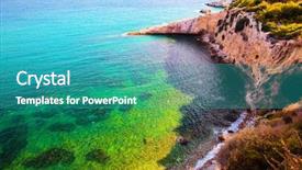  Presentation with ocean clear water deep blue - Slides featuring the sea ibiza spain background and a  colored foreground