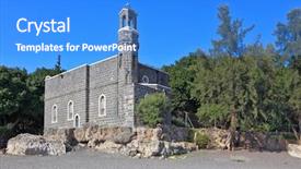  Presentation with sea galilee - Beautiful presentation design featuring the sea of galilee backdrop and a cobalt blue colored foreground