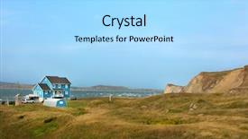  Presentation with blue line - Theme consisting of prairie architecture - beautiful blue house background and a light gray colored foreground