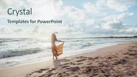  Presentation with maxi - Slide set with the sea shore bohemian background and a sky blue colored foreground