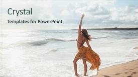  Presentation with maxi - PPT theme having the sea shore bohemian background and a sky blue colored foreground