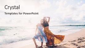  Presentation with maxi - Beautiful PPT theme featuring the sea shore bohemian backdrop and a sky blue colored foreground