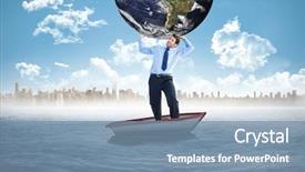  Presentation with horizon - Audience pleasing slide set consisting of the sea with city backdrop and a seafoam green colored foreground